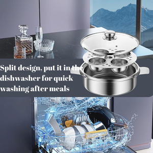 Marmite à ragoût multifonctionnelle en acier inoxydable à 4 compartiments avec couvercle en verre, plaque de cuisson <span class=keywords><strong>vapeur</strong></span> et <span class=keywords><strong>bols</strong></span> <span class=keywords><strong>vapeur</strong></span> pour la cuisine domestique - Product Image 6