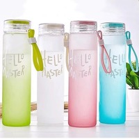 Bouteille d'eau en verre borosilicate à large ouverture JUNVOY DIY pour sublimation, design personnalisé dégradé, avec couvercle en plastique