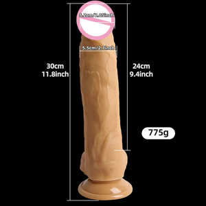 Dildo de dragon artificiel réaliste en gros - Pénis extra large de 12 pouces, doux, avec base à ventouse puissante, sextoy mains libres pour <span class=keywords><strong>femme</strong></span> - Product Image 2