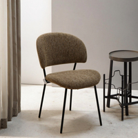 Chaises de salle à manger en tissu de style nordique moderne minimaliste, revêtement en lin, dossier, pieds en métal pour la maison, le bureau, l'appartement, la salle à manger