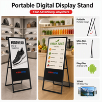 Afficheur numérique pliable de 43 pouces, support d'affichage portable, roues universelles, profil fin, Android CMS