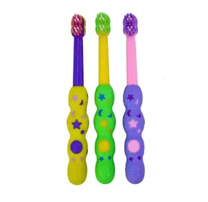 New product 3-6 years old kids toothbrush cartoon caterpillar design silicone baby toothbrush for sale