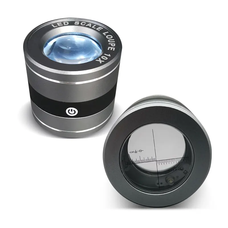 10X Potable Desktop Inspection Magnifying Glass Measuring Magnifier Scale Loupe