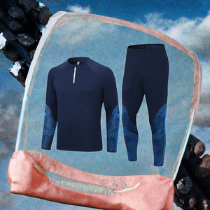 Ensemble d'entraînement de football personnalisé pour hommes, grandes tailles adultes, maillots respirants à manches longues, collants à quart de zip, séchage rapide, transfert thermique - Product Image 3