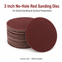 Disque de ponçage en oxyde d'aluminium rouge de 3 pouces sans trou, à fixation auto-agrippante, pour le ponçage du bois, du métal et de la peinture, feuille de papier abrasif
