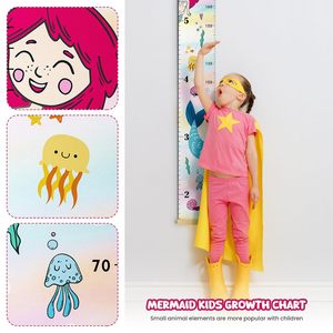 Tabla de crecimiento de <span class=keywords><strong>sirena</strong></span> para niños, tabla de crecimiento de madera para bebés, lienzo de pared, regla de altura, colgante para niños pequeños, decoración de habitación de guardería - Product Image 4
