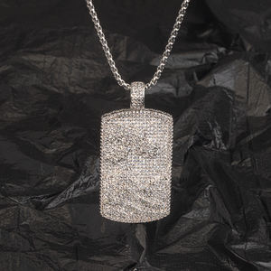 Модная новинка 2026: Медный квадратный кулон с цирконами и бриллиантами, ожерелье с медным кулоном 15 мм, цепочка кубинского плетения с муассанитом - Product Image 2