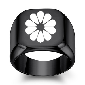Anillos de Moda de Acero Inoxidable, Anillo Cuadrado con Diseño de Girasol de 18MM, Grabado Láser, para Mujer, Regalo, Joyería - Product Image 3