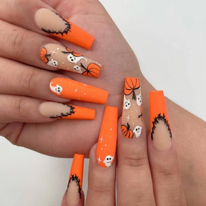 Nuevo diseño salón <span class=keywords><strong>de</strong></span> <span class=keywords><strong>uñas</strong></span> belleza largo Stiletto Squoval <span class=keywords><strong>Halloween</strong></span> acrílico <span class=keywords><strong>uñas</strong></span> postizas cubierta completa Prensa en <span class=keywords><strong>uñas</strong></span> arte - Product Image 3
