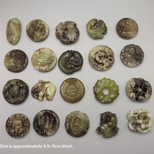 Pendentifs et breloques en imitation de <span class=keywords><strong>jade</strong></span> Xiuyu ancien - Accessoires chinois traditionnels sculptés en forme d'animaux, style Han, dynasties Ming et Qing - Product Image 3
