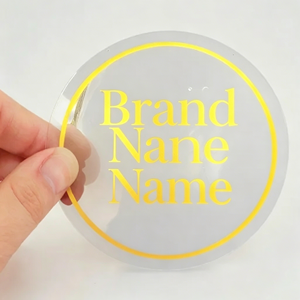 Custom transparent vinyl labels for printing and packaging; waterproof <b>stickers</b> for candle jars and bottles featuring a <b>logo</b> - Product Image 3