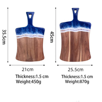 Nouveaux produits Noël 2026 : Planches à découper multifonctionnelles en résine et bois d'acacia avec poignée design vague océanique pour la cuisine