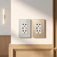 Prise US JoeySmart 16A AC avec ports USB-C et USB, en verre trempé, PD 20W, 120x72mm, verre et métal