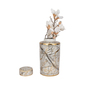 Vaso in ceramica con coperchio, contenitore decorativo per la casa, soggiorno, camera da letto, bagno, scaffale, decorazione - Product Image 2
