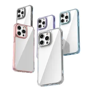 Anti-yellowing Clear Phone Case For IPhone Shockproof Clear Hard Phone Case With Metal Camera Lens