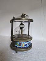 Horloge mécanique vintage et unique en émail cloisonné chinois / Bronze vert/bleu pour aquarium animé
