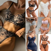 Prix d'usine vente en gros de lingerie en vrac pour la Saint Valentin nuisette sexy 2 pièces ensemble de lingerie en dentelle pour femmes