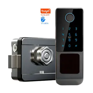 Serrure intelligente Tuya pour porte en bois d'appartement Airbnb, serrure intelligente Ttlock pour porte extérieure en <span class=keywords><strong>fer</strong></span>, serrure de porte électronique à empreintes digitales - Product Image 1