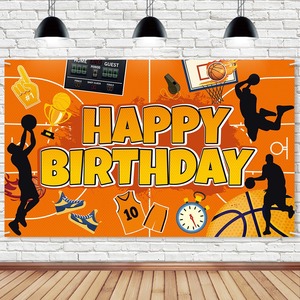 LINDOJUNI Toile de fond pour fête d'anniversaire sur le thème du basketball, fournitures pour fête sportive - Product Image 2