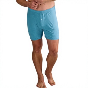 <b>Custom</b> Logo OEM Breathable Cotton/Spandex Knit Hot Sale Men's Mid-rise Long Leg <b>Boxer</b> Shorts - Product Image 5
