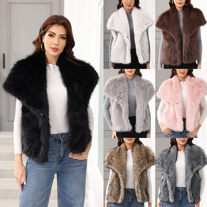 Gilet à grand <span class=keywords><strong>col</strong></span> disponible pour la nouvelle collection automne-hiver 2025, veste en fausse <span class=keywords><strong>fourrure</strong></span> pour femmes - Product Image 1