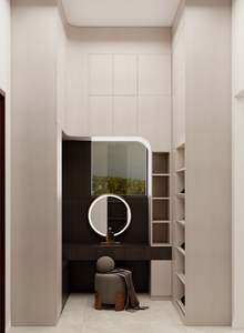 Placard intégré, placard moderne sur mesure pour chambre à coucher, ensemble de meubles, dressing avec cadre en aluminium, porte en verre - Product Image 4