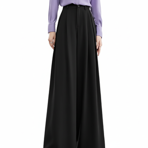 Pantalones Anchos Casuales de Cintura Alta para Mujer, Estilo 2025, con Cierre Elástico y Frente Plano - Product Image 1