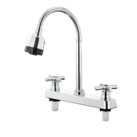 Antirouille 8 "pouces en plastique ABS robinet de cuisine finition polie double poignées 2 fonctions robinet d'eau avec tuyau flexible