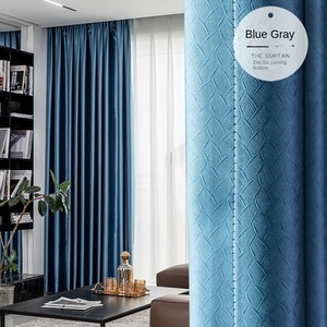 Rideau occultant épais en flanelle, finition moderne et simple, pour fenêtre <span class=keywords><strong>française</strong></span>, installation au plafond, salon - Product Image 5