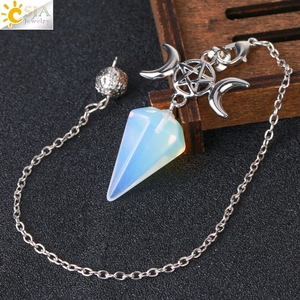 CSJA-Pendentif cône hexagramme divination spirituelle étoile Moom, pierre naturelle, cristaux de guérison, pendule améthyste pour la <span class=keywords><strong>radiesthésie</strong></span> - Product Image 4