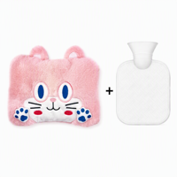 Housse de bouteille d'eau chaude en peluche animale mignonne avec poche chauffe-mains pour le confort hivernal et le soulagement par la chaleur