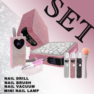 Japanese Style Nail Set Kit UV Lamp Rechargeable Electric Nail <b>Drill</b> Double Sided Strong Vacuum Portable for Salon Manicure - Product Image 1