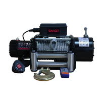 Treuil électrique pour voiture, 12V/24V, cordes métalliques noires, 13500 Lbs, commande par interrupteur à distance, hauteur de levage de 10m
