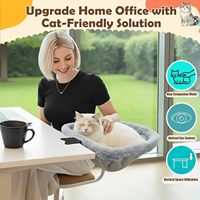 Lit de bureau pour chat à fixation sans perçage, perchoir pivotant en peluche pour chat, lit suspendu semi-circulaire peu encombrant pour petits animaux et chats