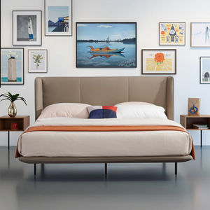 Sillín de tela de cuero de alta calidad tapizado moderno minimalista cama King Size Villa apartamento camas de lujo sala de estar de lujo <span class=keywords><strong>Peyo</strong></span> 1 - Product Image 4