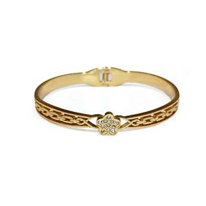 กำไลข้อมือคริสตัล สแตนเลสสตีล 316L ชุบทอง PVD ลายดอกไม้ สำหรับผู้หญิง - Product Image 1