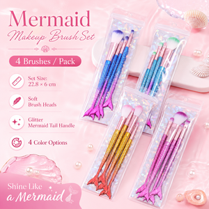 Set <span class=keywords><strong>de</strong></span> 4 Brochas <span class=keywords><strong>de</strong></span> Maquillaje <span class=keywords><strong>de</strong></span> <span class=keywords><strong>Sirena</strong></span> para Principiantes, Pelo Sintético Suave, Brochas <span class=keywords><strong>de</strong></span> Precisión para Sombras <span class=keywords><strong>de</strong></span> Ojos y Cejas, Kit <span class=keywords><strong>de</strong></span> Inicio - Product Image 1