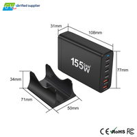 Chargeur rapide USB C 155W Hub GaN PD Chargeur de bureau 6 ports pour tablette et appareil photo Adaptateur d'alimentation pour ordinateur portable écologique