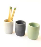 Coupe de crayon en béton minimaliste, bureau moderne, ensemble de bureau en ciment, décoration de bureau, porte-stylo