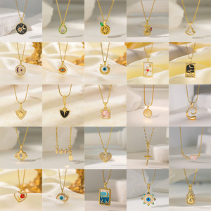 Collar de Acero Inoxidable con Colgante de Sol, Estrellas, <span class=keywords><strong>Luna</strong></span> y Ojo del Diablo, Joyería de Moda para Mujer - Product Image 2