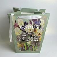 Sac en papier pour bouquet de fleurs, vente en gros, logo personnalisé, emballage, impression texturée avec poignée pour fleuriste, boutique de cadeaux, mariage