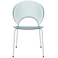 Chaise de salle à manger contemporaine élégante en plastique transparent vert clair avec pieds en métal chromé pour la maison, le bureau et les salles à manger