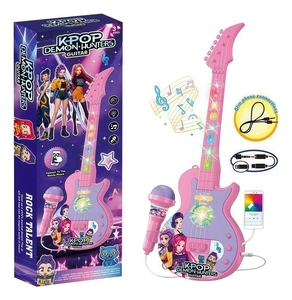 Guitarra de Juguete Kpop Demon Hunters con Luces <span class=keywords><strong>y</strong></span> Micrófono, Reproductor de Música para Niños <span class=keywords><strong>y</strong></span> Niñas, Gran Venta - Product Image 1