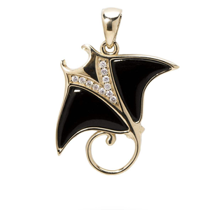 Pendentif Raie Manta en Argent 925 et Or 14 carats, Bijou Vie Marine Tropicale des <span class=keywords><strong>Caraïbes</strong></span> avec Nacre Naturelle (MOP) - Product Image 2
