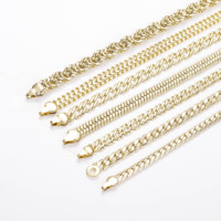 Collier pour Homme en Or 14k Plaqué Or Laminé, Chaînes Plaqué Or Style Hip Hop, Chaîne Serpent en Zircon, Chaîne Maille Cubaine, 18 Pouces