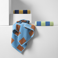Colorful Checkered Cotton Towels with Embroidery Colorful Square Wholesale Home Use Soft Absorbent Gym Towel Hand Towels