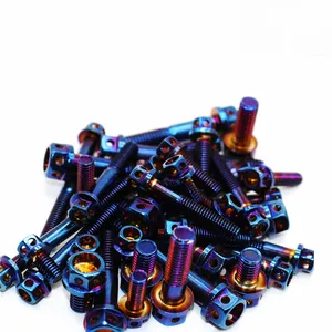 Burnt Titan Bolt Xe Máy Sửa Đổi Mặt Bích Rỗng Vít M6 Thép Không Gỉ Hình Lục Giác - Product Image 1