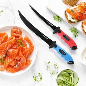 2 cái cao cấp thép không gỉ fillet cá boning dao dao cho thịt cắt tỉa, dao vỏ bao gồm (9 inch & 7 inch) - Product Image 5