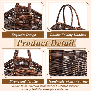Cesta Ovalada de Mimbre de Lujo con Estilo Vintage para Regalos del Día de la Madre, Cesta <span class=keywords><strong>Navideña</strong></span>, Almacenamiento, Empaque de Regalos con Asa <span class=keywords><strong>Elegante</strong></span> - Product Image 5