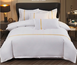 Set seprai Hotel sprei kustom pabrik Set seprai katun 100% putih Hotel seprai datar - Product Image 6